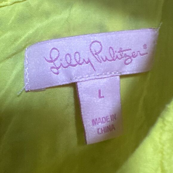 Lilly Pulitzer Indira Size L Swing Dress Lilly’s Lemon Eyelet Cotton Blend - Picture 9 of 16